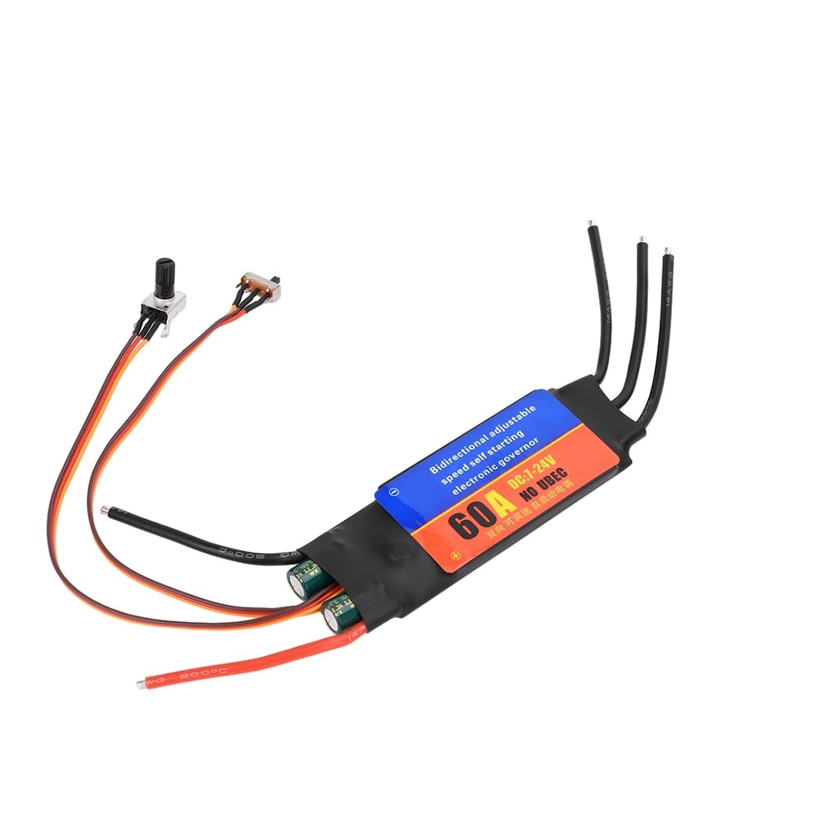 30A 500W 60A 1000W Brushless Motor Driver Forward Reverse Adjustable Self Starting Switch Stepless Speed Controller(60A two way)