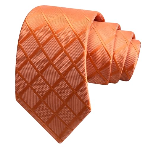 Image of GUSLESON 3.15 inch(8cm) Mens Tie and Lapel Pin Plaid Checkered Necktie Hankerchief Cufflinks Set for Men