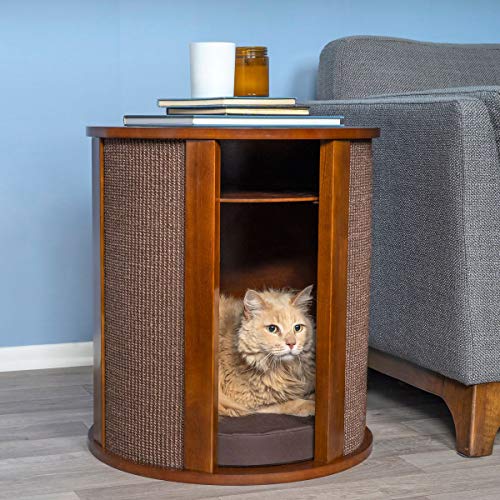 Cama y Rascador de Madera para Gato Mahogany 20x20x22 in miniatura 1