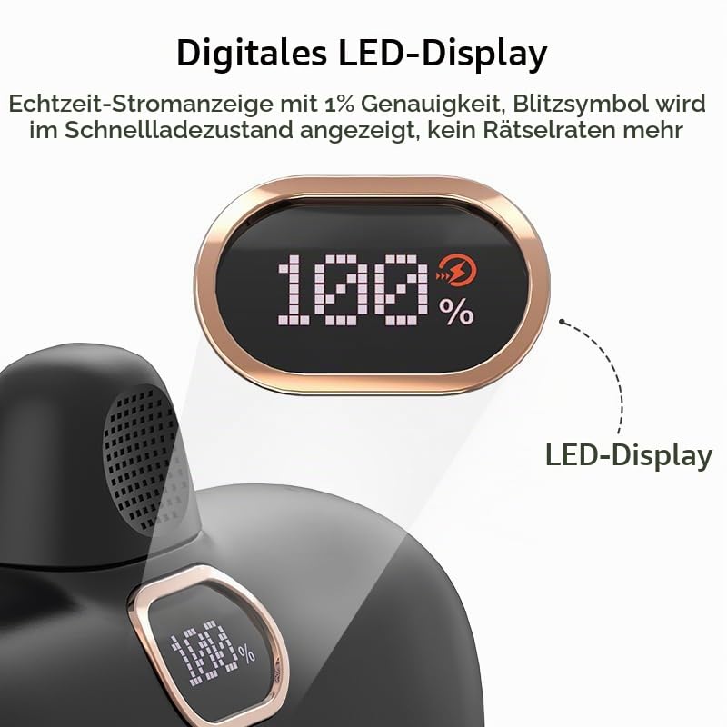 Pocket Powerbank Set 3er-Pack, 5000 mAh Mini-Powerbanks mit integriertem Stecker, LED-Anzeige, kleine Größe, tragbares Ladegerät für Smartphone/Tablet/Reise（Schwarz）