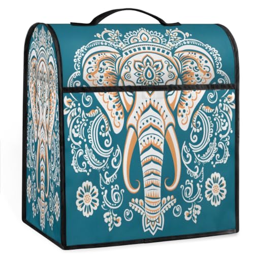 Coffee Maker Cover Bohemia Elephant Ethnic Kitchen Appliance Covers Small Appliance Covers Blender Cover Juicer Cover Dust Covers for Kitchen Appliances with Top Handle and Pockets,Washable,C828