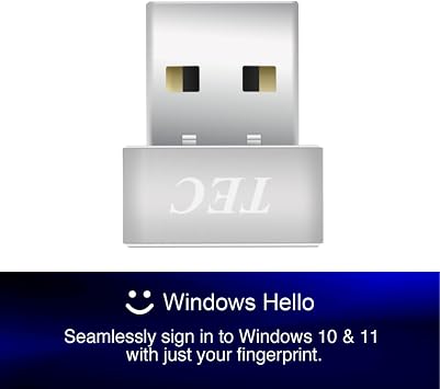 TEC ESS Enhanced Sign-in Security USB Fingerprint Passkey Reader 0.05s Fast Login, AES256 Encryption, 360 Biometric Scanner, Windows Hello Fingerprint Reader for Windows 11/10, TE-FPA3-MC