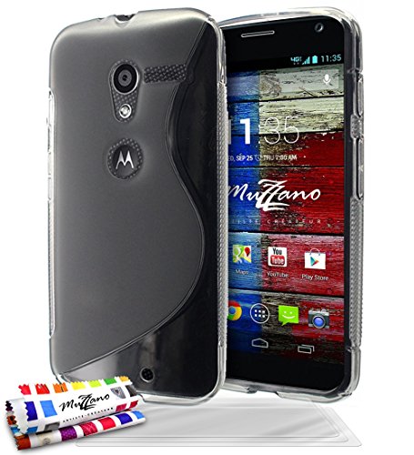 Ultraplatte zachte beschermhoes MOTOROLA MOTO X (1st GEN) [Le S Premium] [Grijs] van MUZZANO + 3 displaybeschermfolie UltraClear + stift en MICROVASEERdoek MUZZANO® GRATIS - De ultieme elegantie, elegante en duurzame beschermcase voor uw MOTOROLA MOTO X (1st GEN)