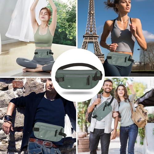 Image of Money Belt for Travel, RFID Blocking, Hidden Money Belt, Passport Holder for Travel (Dark Green)