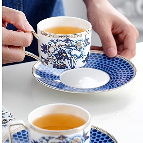 NJBYX Juego de tetos de té de 4 personas taza de café conjunto taza de té de tazón de azúcar de cafetera con juego de… - Imagen 6