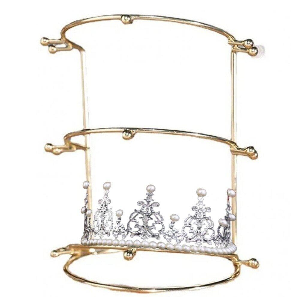 Supporto Espositore Per Tiara Da Sposa E Corone - In Metallo Oro/bianco, Perfetto Per Negozi E Esposizione A Casa