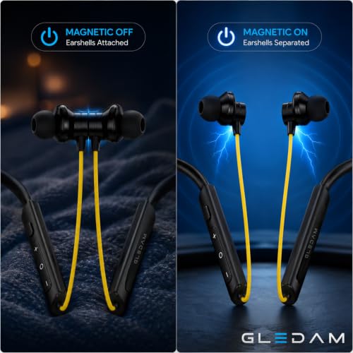 Image of Pro Bluetooth 5.4 Wireless in-Ear Headphones | 60 Hours Playtime | 12.5mm Copper Drivers | Deep Bass | Fast Type-C Charging | Wireless Neckband IPX4 Water Resistant Earphones (Black /Yellow)