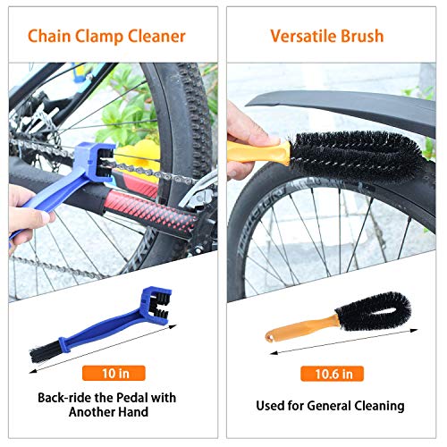 10 Pieces Precision Bicycle Cleaning Brush Tool Including Bike Chain Scrubber and 2 Tire Brushes Suitable for MTB, Road, City, Hybrid,BMX and Folding Bike - Thumbnail 4
