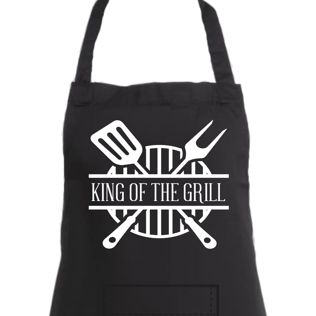 Second Ave Men's Funny King of The Grill Black Apron BBQ Grill Cooking Kitchen Apron - Image 2
