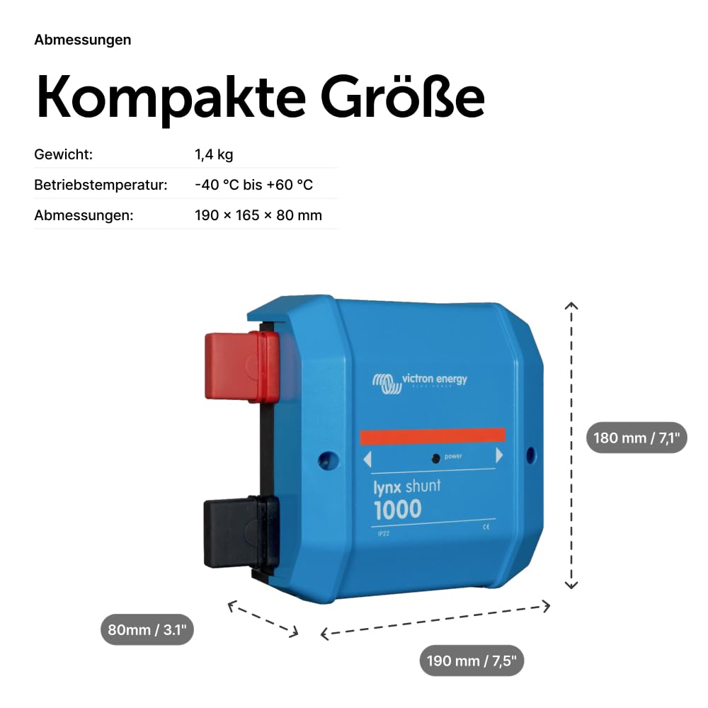 Victron Energy Lynx Shunt IP22 VE.Can 1000 Amp, Sammelschiene mit Integrierter Batterieüberwachung