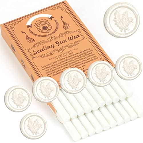 Pearl White Wax Seal Sticks ONWINPOR 20pcs Glue Gun Waxs Sealing Stick Beads Only Suit for 0.28 Glue Gun Sealing waxstick Great for Waxseal Stamp (Pearl White)