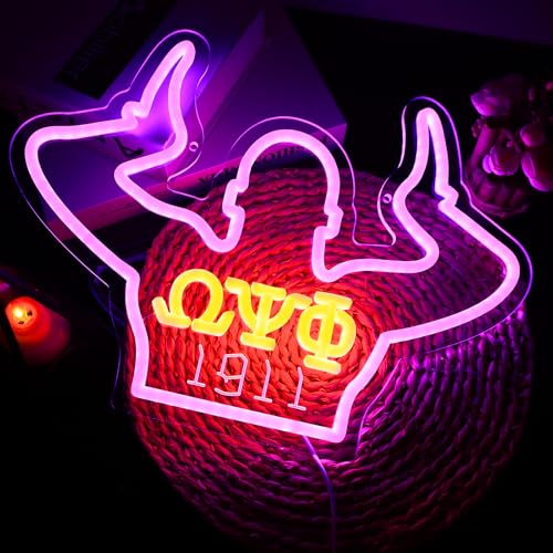 Image of ΩΨΦ Neon Signs Omga Fraternity Neon Psi Phi Lights for Wall Decor,1911 Psi Phi Purple Sorority LED Sign for Birthday Gfits, Party Decor, USB Power Sorority Signs Gifts