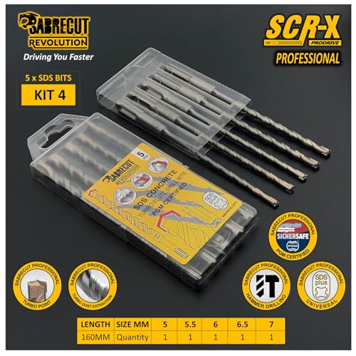 5 x SabreCut SDSAK4 5mm 5.5mm 6mm 6.5mm 7mm x 160mm PGM Approved SDS Plus Drill Bit Mix Kit for Stone Concrete Brick 7 5 x SabreCut SDSAK4 5mm 5.5mm 6mm 6.5mm 7mm x 160mm PGM Approved SDS Plus Drill Bit Mix Kit for Stone Concrete Brick - Image 7