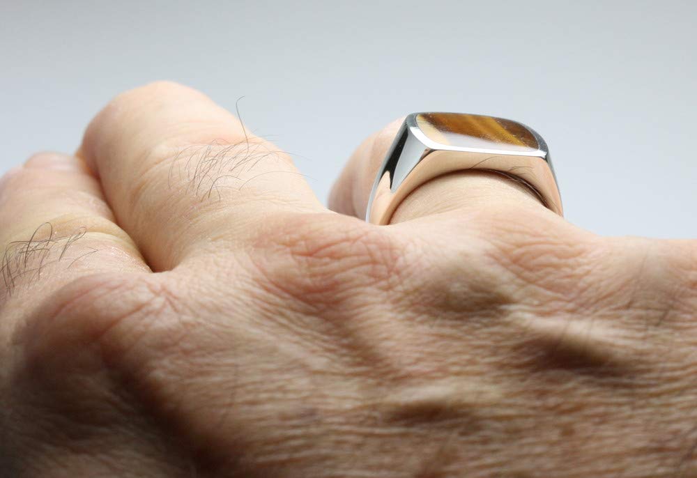 Massiver Siegelring aus 925er Silber mit Tigerauge