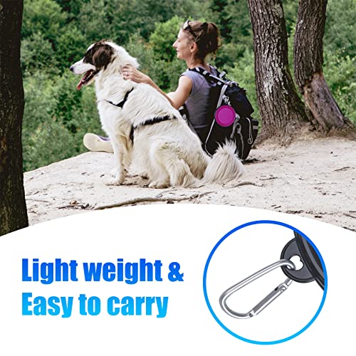 Image of SLSON Dog Bowl Pet Collapsible Bowls, 2 Pack Collapsible Dog Water Bowls for Cats Dogs, Portable Pet Feeding Watering Dish for Walking Parking Traveling with 2 Carabiners (Large, Pink+Purple),Silicone