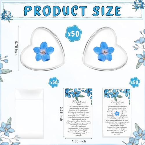 Set de 50 recuerdos de flores prensadas en forma de corazón miniatura 2