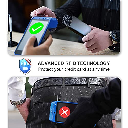 Image of AirTag Wallet for Mens Wallet,Card Holder for AirTag,Smart,RFID Blocking,Slim Wallet for Front Pocket-8-12 Card Capacity (Genuine Leather, Black)
