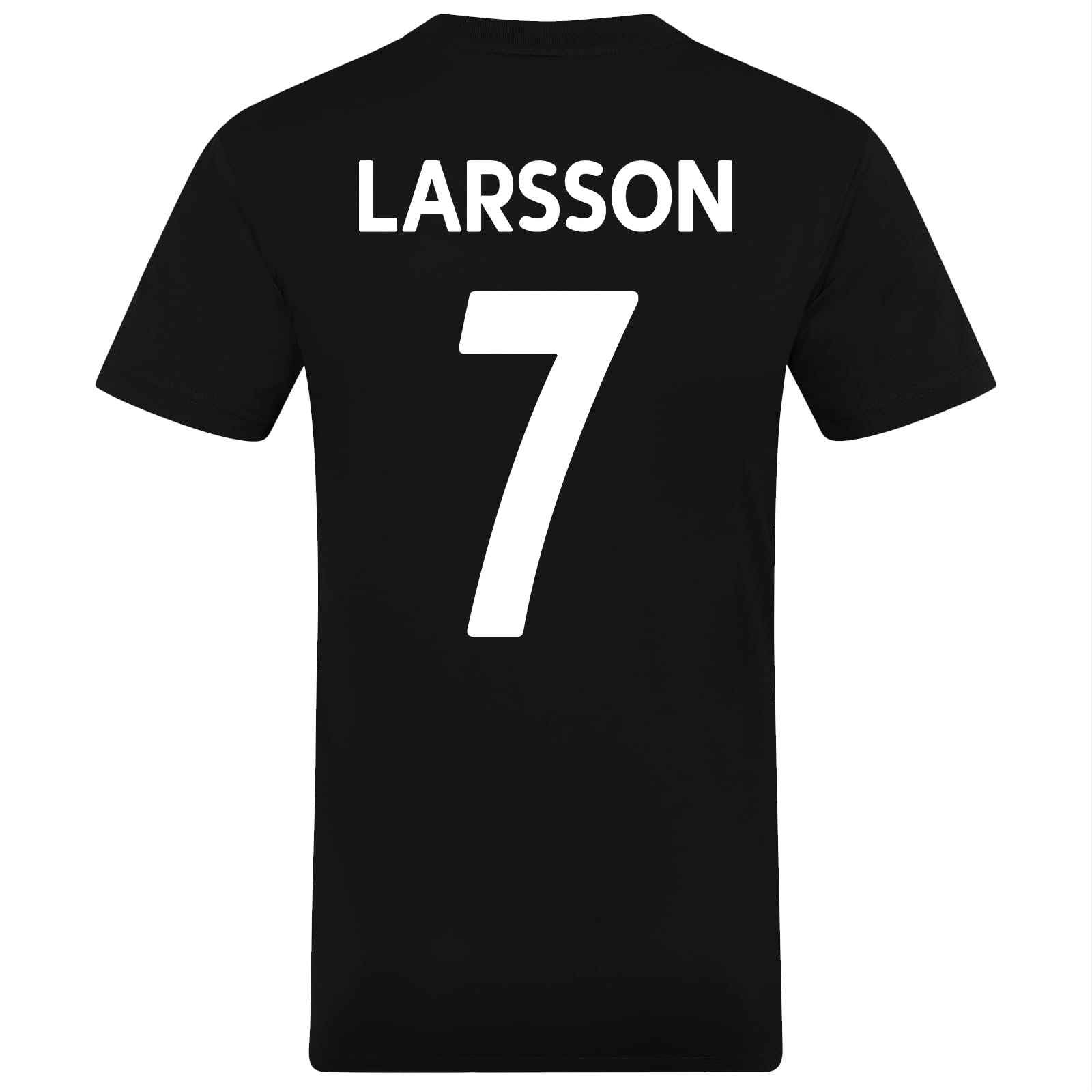 Celtic FC Mens Larsson 7 Poly T-Shirt Black Green Stripe Large