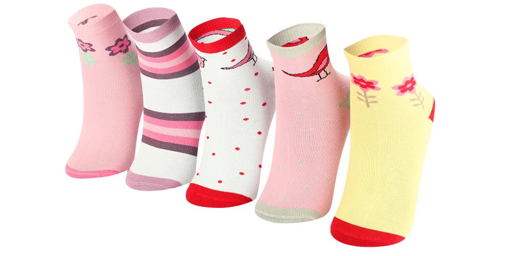PRIMESOX MOVE ON Kids Girls Socks | Comfortable & Soft Printed Cotton Socks for Girls - Multicolor Pack of 5 Pairs (11-14 Years) - Image 2 thumbnail