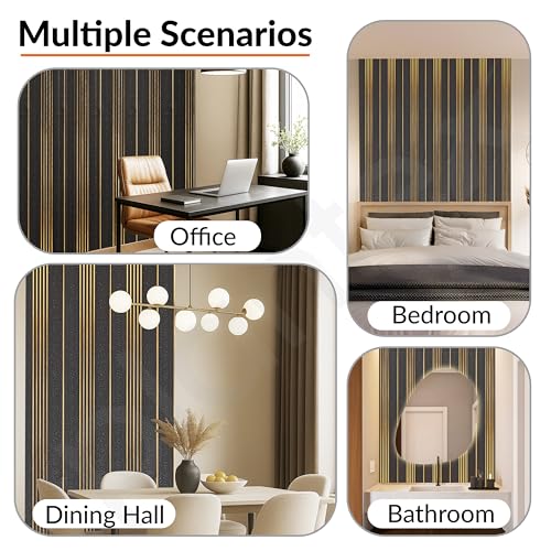 Image of Plantex Louvers Panel for Wall /8 Feet Wall Panels /3D Charcoal Panel for Interior Walls Decor - Pack of 3 Covers - 24 Sq. Ft, Size-1 Feet x 8 Feet (YD-1209)