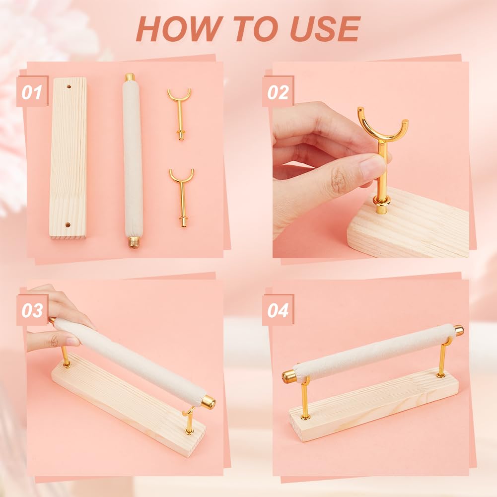 Supporto Per Collane In Bambù - Espositore Gioielli Con Base In Pelle, 9.5x17x25 Cm - Foto 6