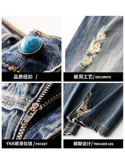 Men's Classic High Street Jeans Distressed Fashion Retro Loose Straight Pants2