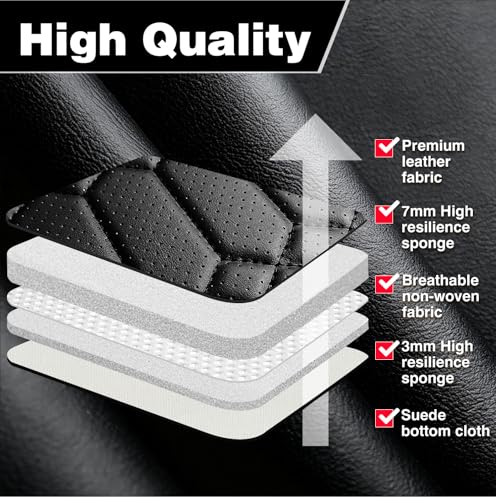 Image of Foneso Full Coverage Seat Covers for Chevy Silverado | Luxury Leather Front Seat Protectors fit GMC Sierra 1500 Crew Cab 2015-2026 2500HD 3500HD Truck, for Car Interior Accessories
