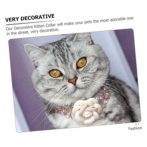 Collar de gatito con flores de lana suave antirozaduras para mascotas pequeñas 5