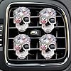 4 Pcs Crystal Skull Car Air Fresheners Cars Diffuser Vent Clip Rhinestone Diamond Cars Decoration Cute Interior Decor Bling Car Accessories for Women #1