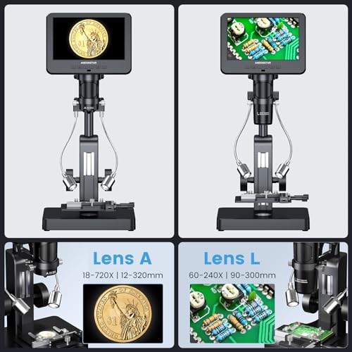 Image of Andonstar AD266S 5000X UHD 2160P HDMI Digital Microscope for Biological Microscope Kit,PCB Soldering Microscope for Phone Watch Repairing, Black, SXWL-AD266S