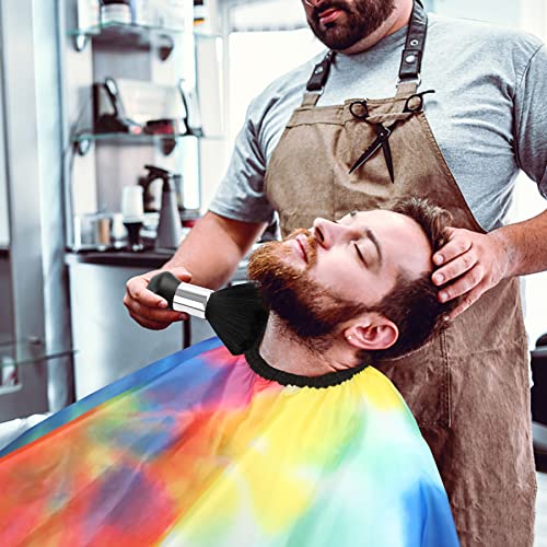 Image of FEBSNOW Barber Cape Professional Hair Cutting Cape with Neck Duster Brush | Full Coverage Haircut Apron for Adults, 47x56 inches, Adjustable Neckline, Keep Clothes Clean Dry, Home Salon Barber Supplies
