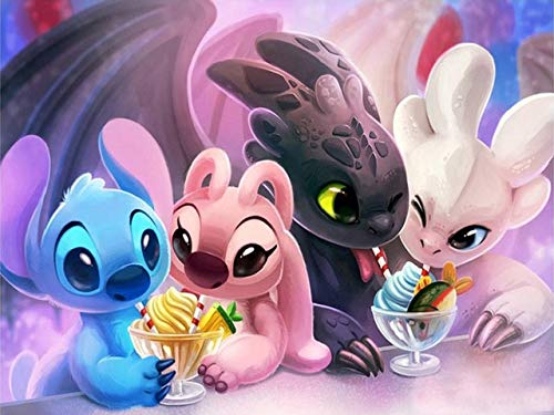 5D Diamond Painting New Arrives Cartoon Cross Stitch Lilo &amp; Stitch Diamond Embroidery Picture Anime Mosaic Kids Decor Gift 30 * 40CM Square