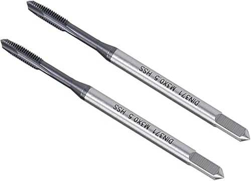 CoCud Tapones de punta en espiral, rosca métrica M3 x 0.5, acero de alta velocidad recubierto TICN DIN371376 - Aplicaciones para taladrar