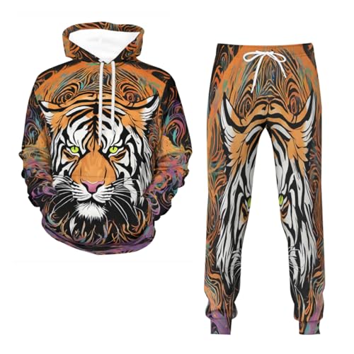 Pull de sport tigre avec impression 3D intégrale et coupe unisexe décontractée