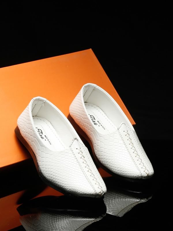 Tiny Bugs Boys Ethnic Wear White Mojaris for 2 Years to 12 Years Old Boys -TBBYMJWH0470 6