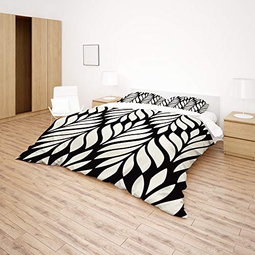Housse de couette 100% polyester motif feuilles blanches Long Twin 3pcs - 5