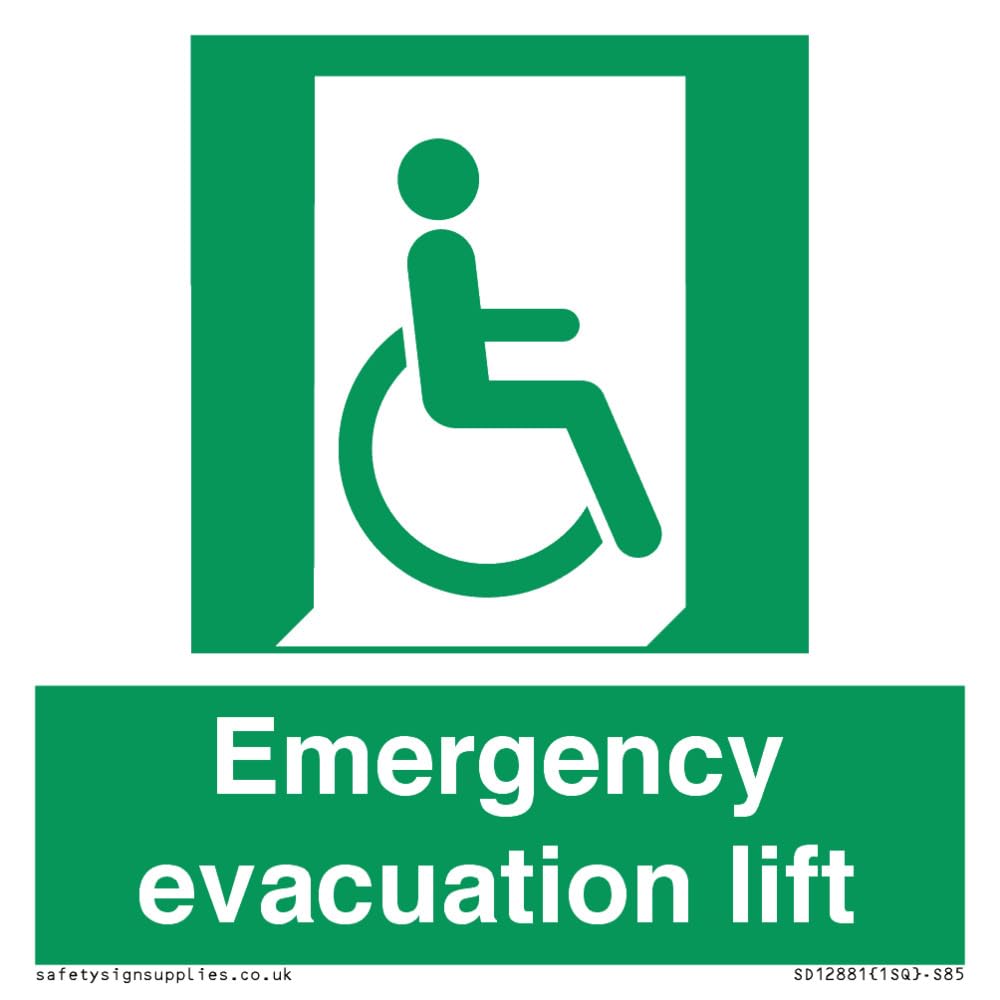 Emergency evacuation lift Sign - 85x85mm - S85