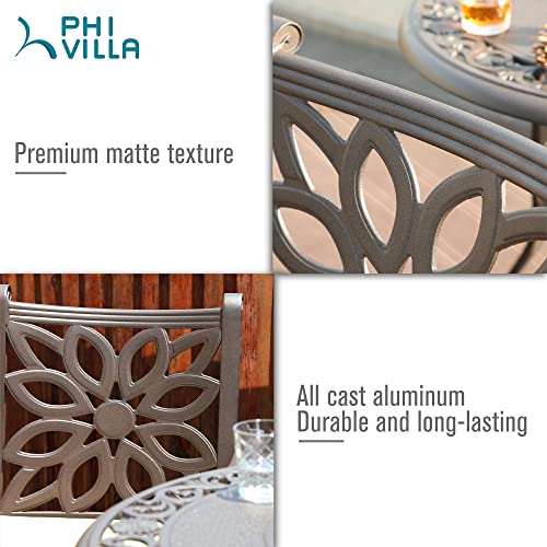 Phi Villa Outdoor Swivel Bar Stools, Cast Aluminum Patio Pub Height Swivel Arms Chairs With Seat Cushion, Set Of 2, Easy Assemble #TOP2