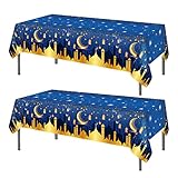 KUYYFDS Tablecloths, Eid Mubarak Tablecloth Ramadan Table Cover Muslim Islamic Party Supplies Decora