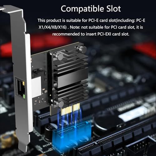 Tarjeta de red Gigabit PCIe de velocidad rápida 5000Mbps para juegos rápidos, streaming 4K y transferencias de archivos grandes RJ45 Ethernet miniatura 6