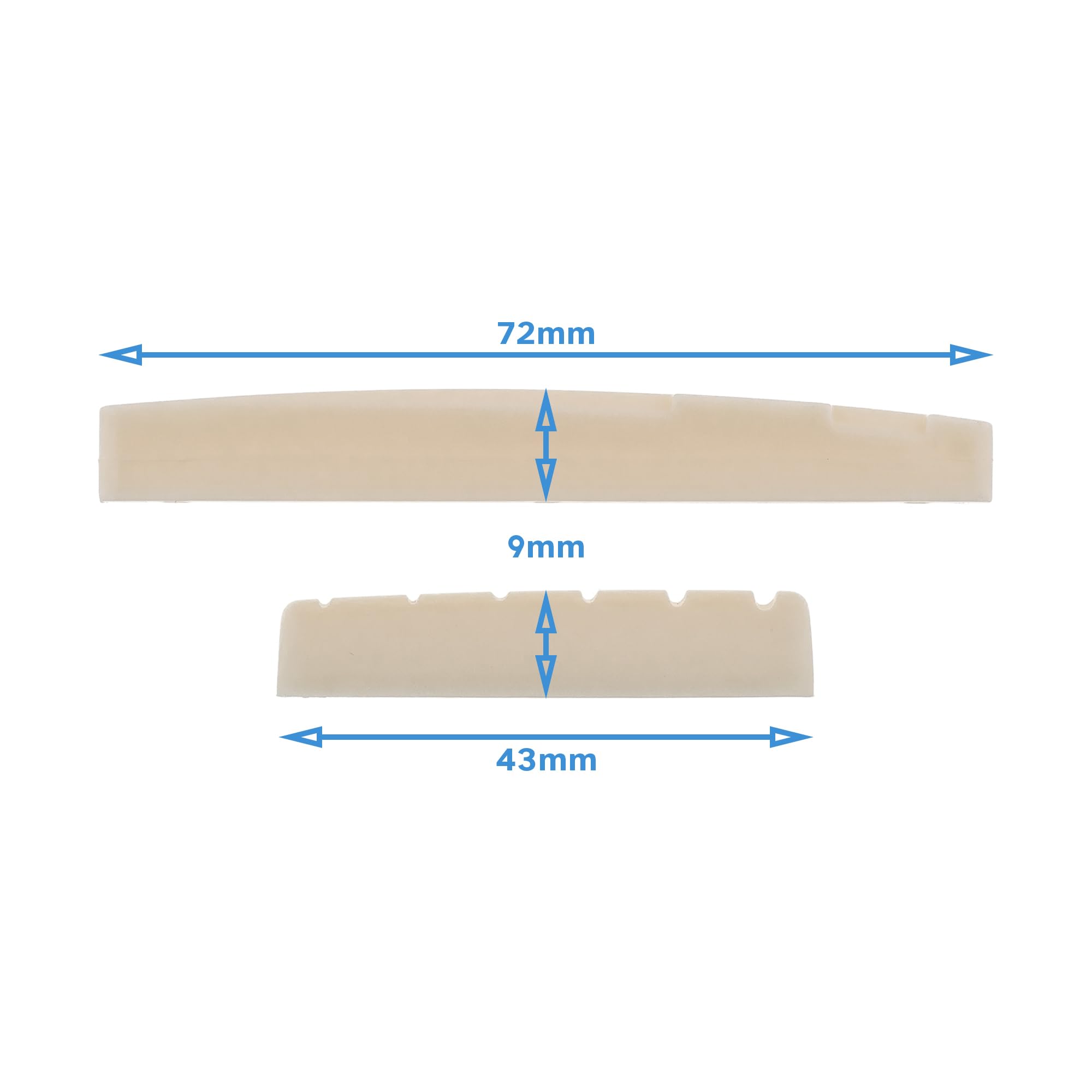 HALLMERS Slotted Synthetic Nut (43mm) & Compensated Saddle (72mm) - Replacement Part Upgrade for Improved Tuning Stability & Enhanced Sound on Acoustic Guitars