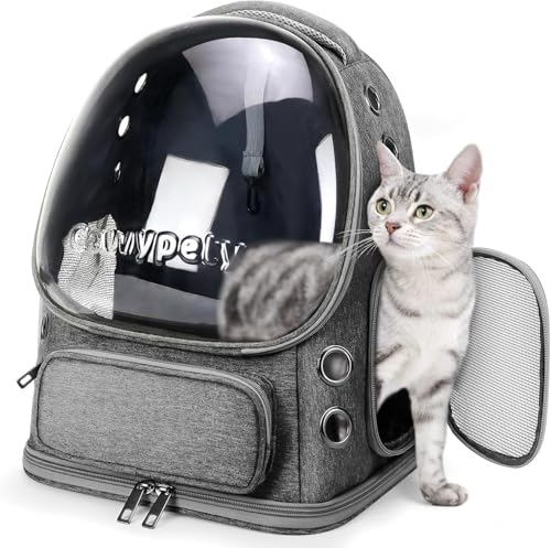 Image of Cat Backpack Carrier Expandable Pet Carrier Backpack for Small Medium Cats Fit Up to 18 Lbs, Foldable Puppy Backpack Carrier for Travel, Hiking (Dark Grey, 11L x 16.5W x 13.4H)