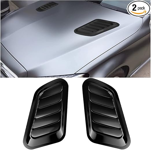2PCS Universal Hood Air Vents for Car Hood Scoop, Bonnet Vent Hood Air Intake Trim Cover (Black)
