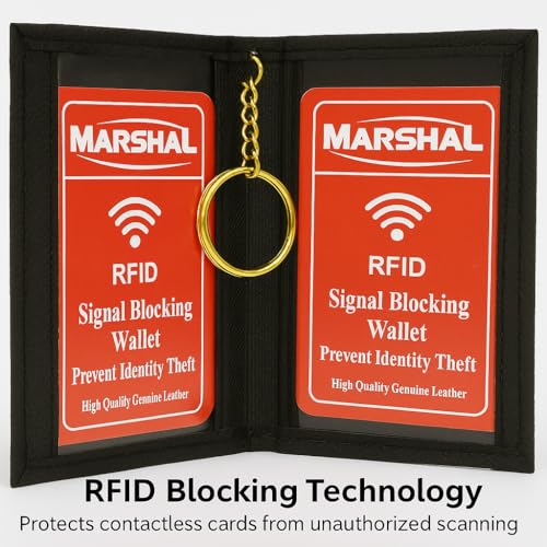 MARSHAL Genuine Lambskin Soft Leather Credit card Id Card Holder with Key Chain4