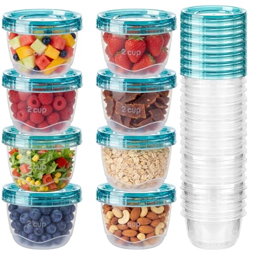 KOSBON 40 PCS Heavy Duty Plastic Deli Containers, 16 oz Freezer Food Storage Containers with Twist...