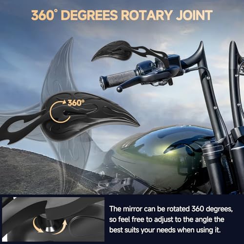 Image of Motorcycle Mirrors for Handlebars - Black CNC Adjustable Motorcycle Rearview Mirrors for Harley Street Glide Electra Glide Sportster XL 883 1200 Road King V-Rod Softail Dyna 1982-2024