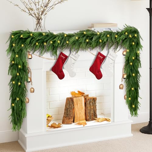 Mduvoz 9 FT Artificial Norfolk Pine Garlands with...