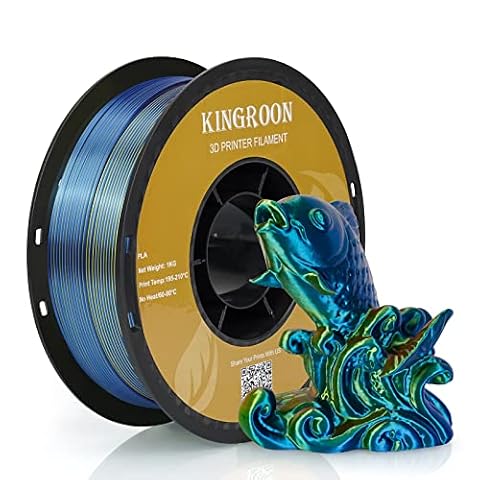 Kingroon Tri Colour Silk PLA Filament, 1.75 mm, 1 kg Spool (2.2lbs), +/- 0.03 mm Accuracy, Red Blue Yellow