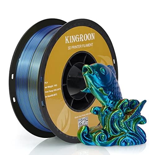 Kingroon PLA Filament, Multicolor Silk PLA Filament, Tri Color 3D Printer Filament, 1.75 mm, Dimensional Accuracy +/- 0.03 mm, 1kg Spool(2.2lbs), Red