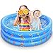 FANIER Enfants Piscine Gonflable, Antidérapante Pataugeoire Gonflable Ronde Baignoire Gonflable Piscine pour Enfants Intérieur et Exterieur, 3 Anneaux 100x38 cm
